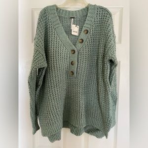 Free People Whistle Thermal Henley, Green
